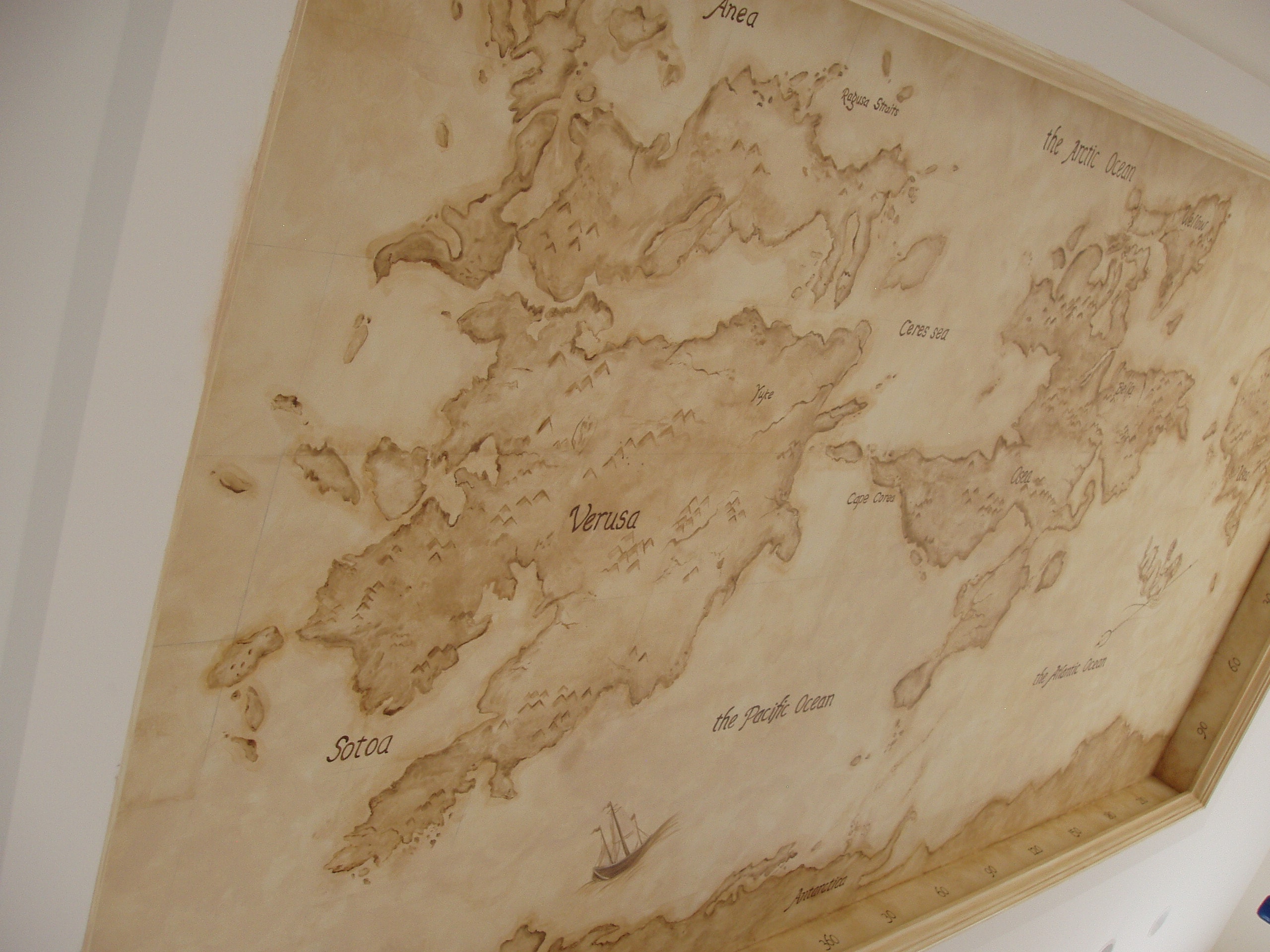 Sahara desert mural — antique fantasy map room detail