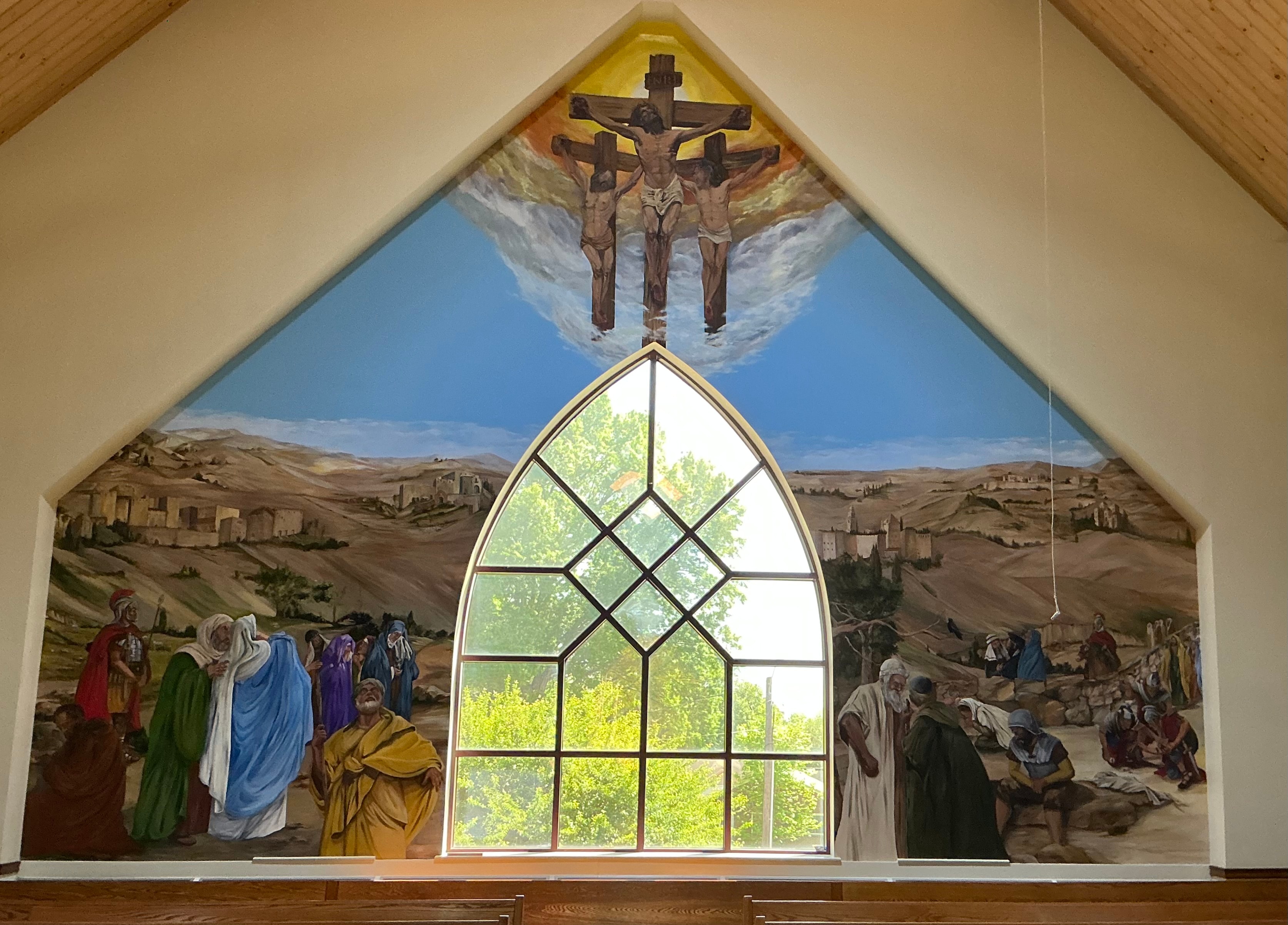 Crucifixion mural installed in St. Aloysius Catholic Church